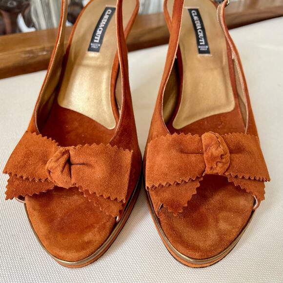 Claudia Ciuti Suede Slingback Platform Heels 8.5 - Picture 3 of 8